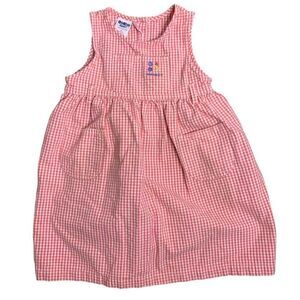 Vintage OshKosh Bgosh Toddler Pinafore Dress 6 Pink Gingham Made USA